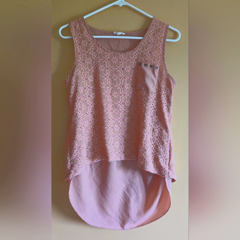 Pearl Pink Lace Over Sleeveless Top